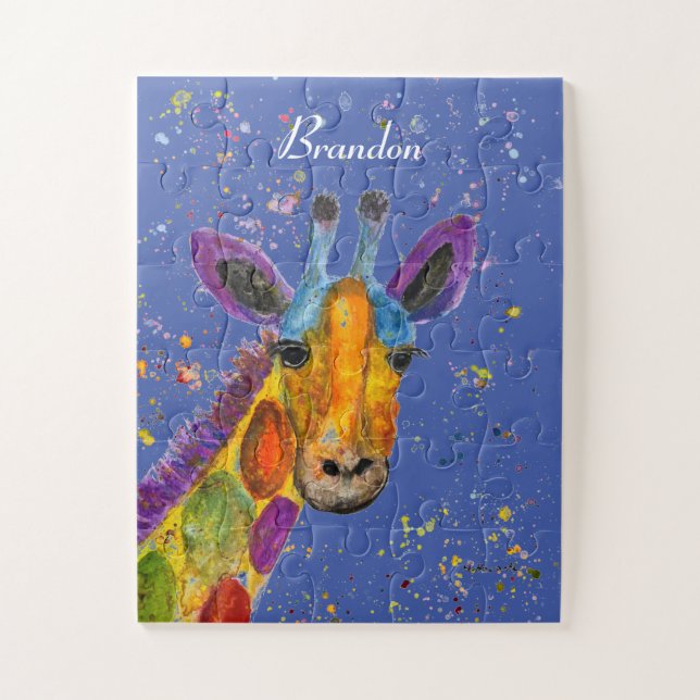 Puzzle Giraffe Animaux Abstraits Sauvages Cute Art Arc-en (Vertical)