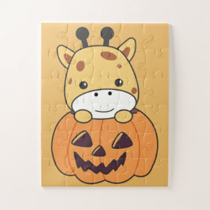 Puzzle Giraffe En Citrouille Cute Giraffes Joyeux Hallowe