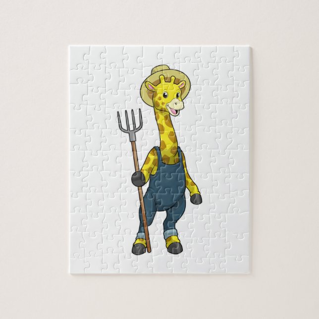 Puzzle Giraffe en fermier avec Pitchfork (Vertical)