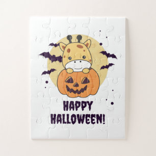 Puzzle Giraffe En Giraffes Cute Citrouille Joyeux Hallowe