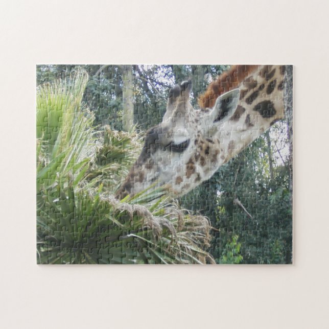 Puzzle Giraffe Mangeant de près (Horizontal)