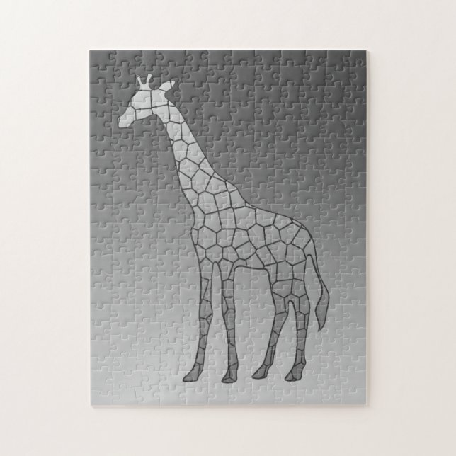 Puzzle Giraffe Silver Gray / Grey (Vertical)