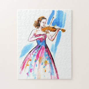 Puzzle Girl playing the violin