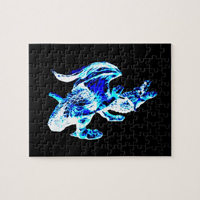 Puzzle Glace Bleue Dragon de Givre Volant Art Fantastique (Horizontal)