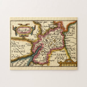 Puzzle Gloucestershire Comté Angleterre Ancienne carte An