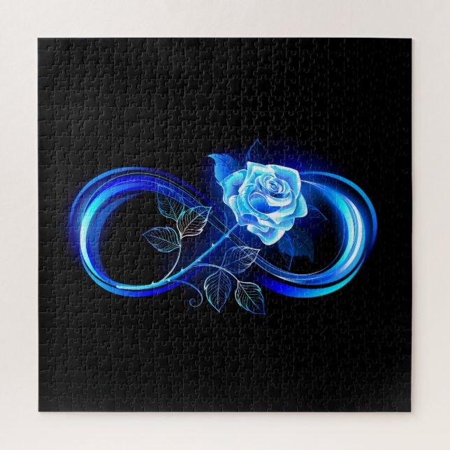 Puzzle Glowing infinity with blue rose (Vertical)