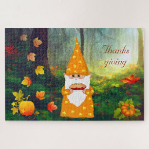 Puzzle Gnome mignonne, Citrouilles et feuilles d'automne 