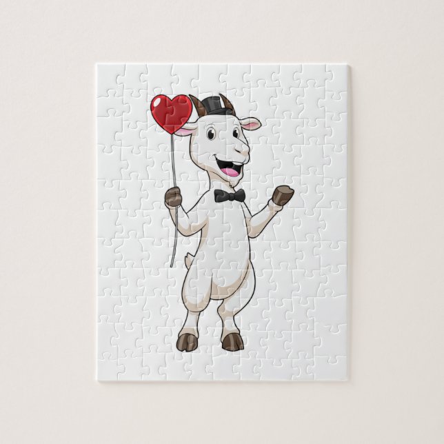 Puzzle Goat as Groom avec Heart Balloon (Vertical)
