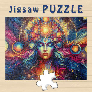 Puzzle Goddess Head or round Planètes dans les cheveux Dé