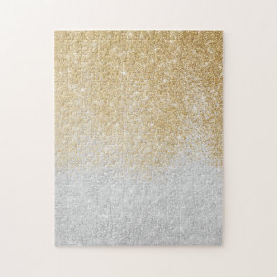 Puzzle Gold and Silver Glitter Ombre Luxury Design 