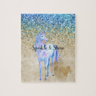 Puzzle Gold Aqua Purple Parties scintillant Sparkle