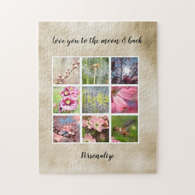 Puzzle Gold Love Personnalisé Photo Collage (Vertical)