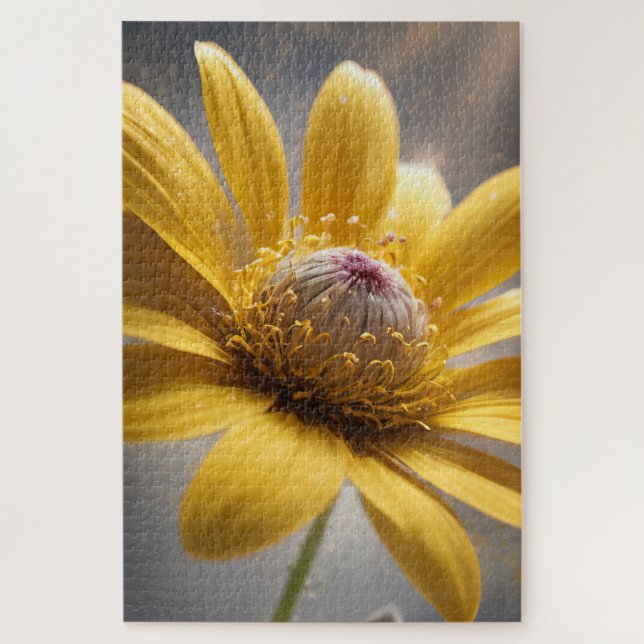 Puzzle Golden Bloom – Yellow Flower Macro Photography Art (Vertical)