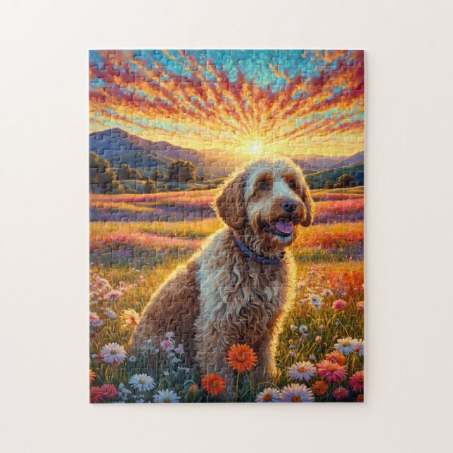 Puzzle Golden Doodle dog (Vertical)