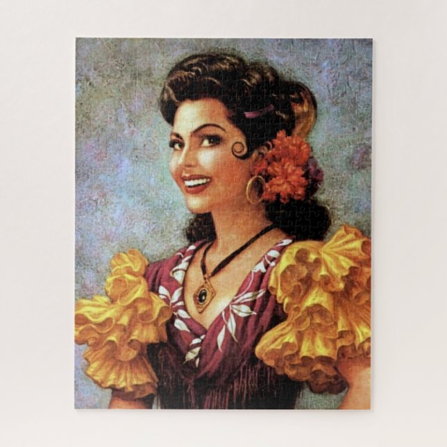 Puzzle Golden Flamenco Belle Mexicaine Calendrier Girl (Vertical)