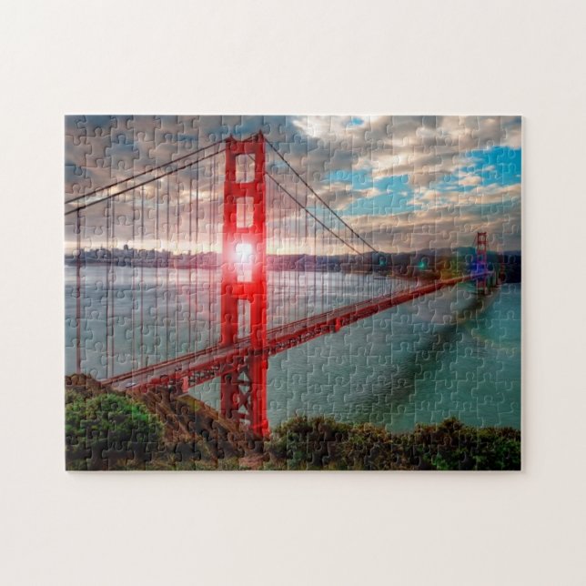 Puzzle Golden gate bridge avec Sun brillant (Horizontal)