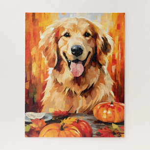 Puzzle Golden Retriever Automne Thankgiving