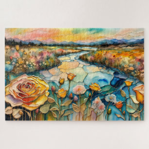 Puzzle Golden Rose River Valley Sunrise