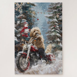 Puzzle Goldendoodle Chien à Moto Noël