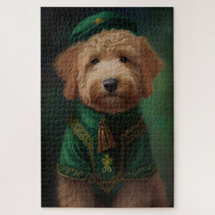 Puzzle Goldendoodle Dog en tenue de la Saint Patrick