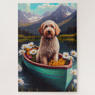 Puzzle Goldendoodle sur une pagaie : Une aventure pittore