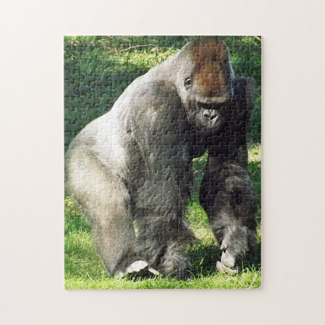 Puzzle Gorille masculin de plaine de Silverback se levant (Vertical)