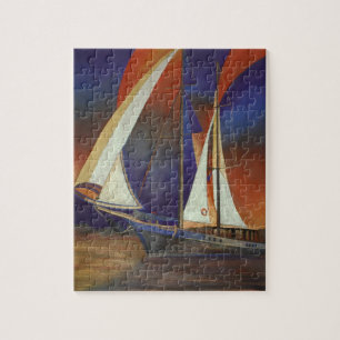 Puzzle Goulet Artistique sous voile en orange et violet