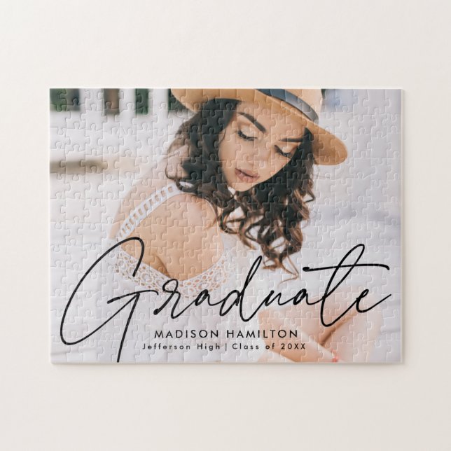 Puzzle Graduation photo de script noir moderne (Horizontal)