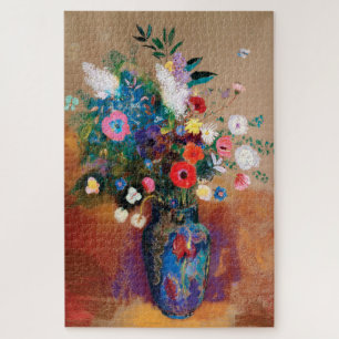 Puzzle Grand bouquet dans un vase bleu par Odilon Redon