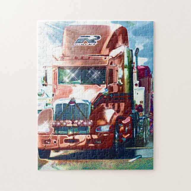 Puzzle Grand camion lourd rouge pour des camionneurs et (Vertical)