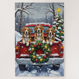 Puzzle Grand chien de montagne suisse Noël camion rouge