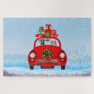 Puzzle Grand Danois dans une voiture avec le Père Noël