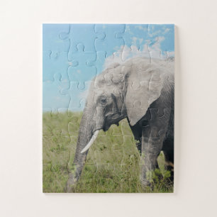 Puzzle Grand éléphant gris exotique marchant