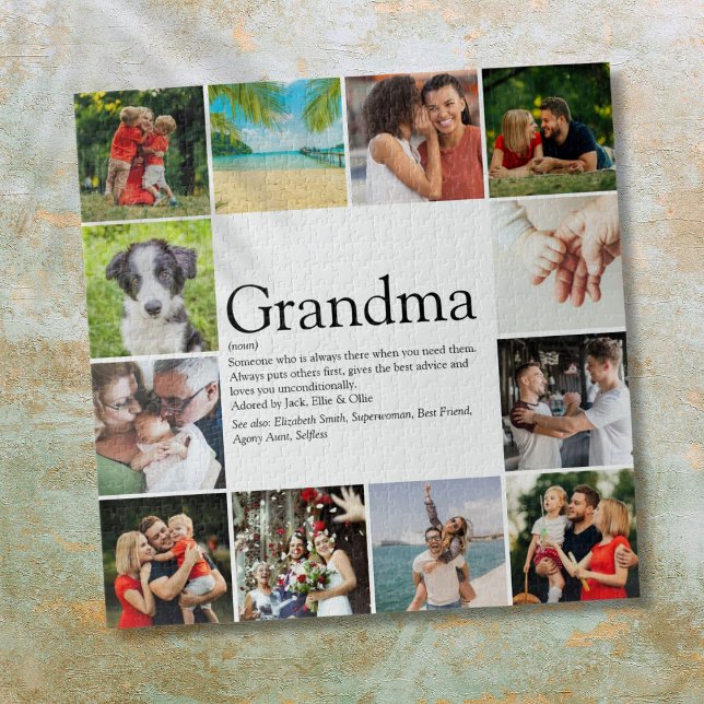 Puzzle Grand-mère Définition 12 Photo Collage (Grandma, Grandmother Definition 12 Photo Collage Jigsaw Puzzle)