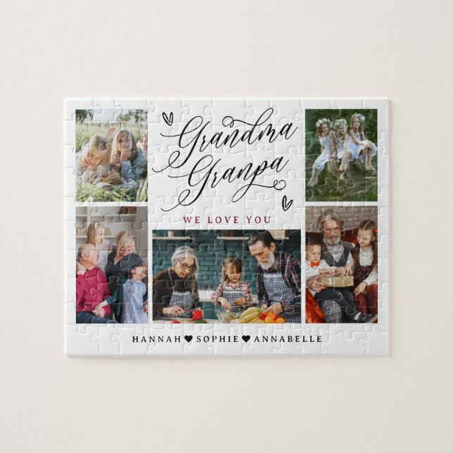Puzzle Grand-mère et grand-père We Love You Photo Collage (Horizontal)