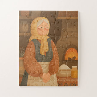 Puzzle Grand-mère slave traditionnelle près d'un four cha