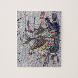 Puzzle Grand navire et carte de l'océan Pacifique
