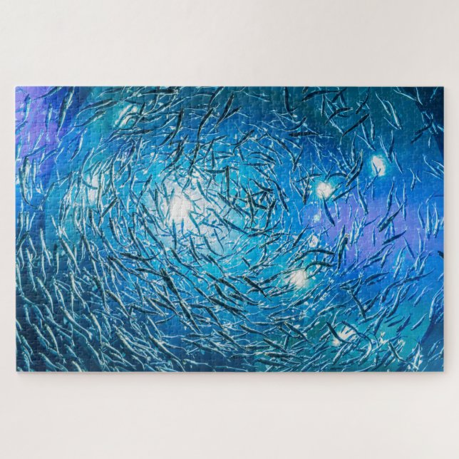Puzzle Grande école Grey de poisson d'océan (Horizontal)