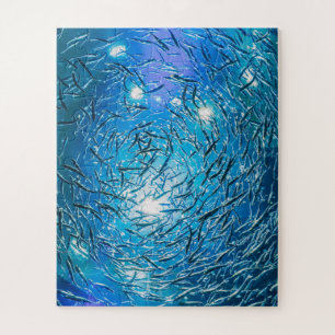 Puzzle Grande école Grey de poisson d'océan