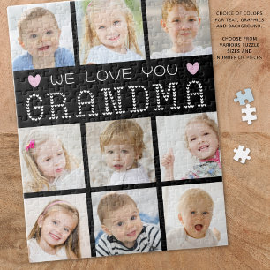Puzzle Grandma 9 Photo Collage Coeurs Couleurs personnali