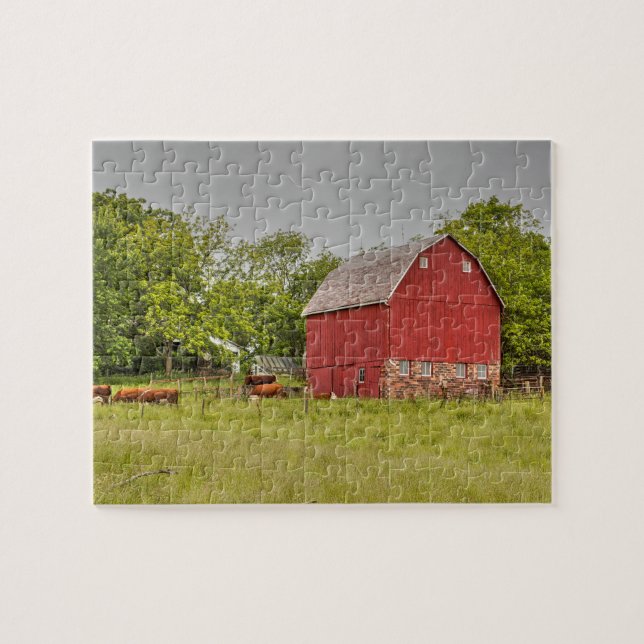 Puzzle Grange de l'Iowa avec le pâturage de bétail (Horizontal)