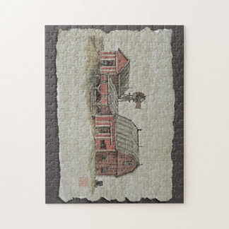 Puzzle Grange et moulin à vent amish rouges