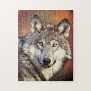 Puzzle Graphique de peinture en loup gris