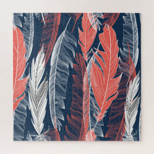 Puzzle Graphiques En Plumes, Beau Motif sans couture.