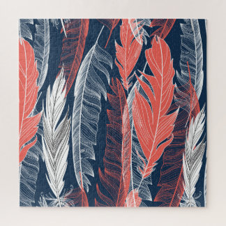 Puzzle Graphiques En Plumes, Beau Motif sans couture.