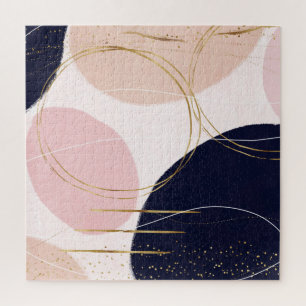 Puzzle Gravure et cercles d'or moderne Design rose minima