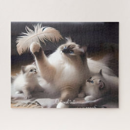 Puzzle Gray Mère Ragdoll Chat et Kittens