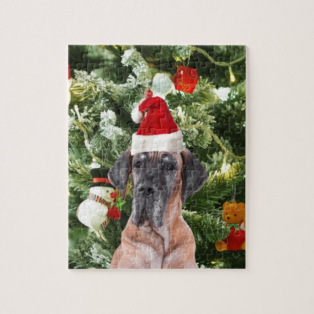 Puzzle Great Dane w Christmas Tree Cadeaux Boîtes de Noël (Vertical)