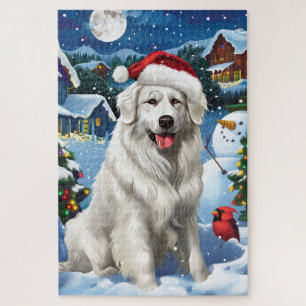 Puzzle Great Pyrenees Winter Wonderland Noël Joie
