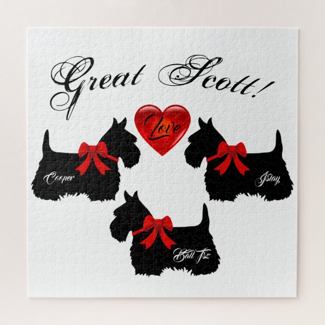 Puzzle "Great Scott !", Scottish Terrier / coeur d'amour  (Horizontal)